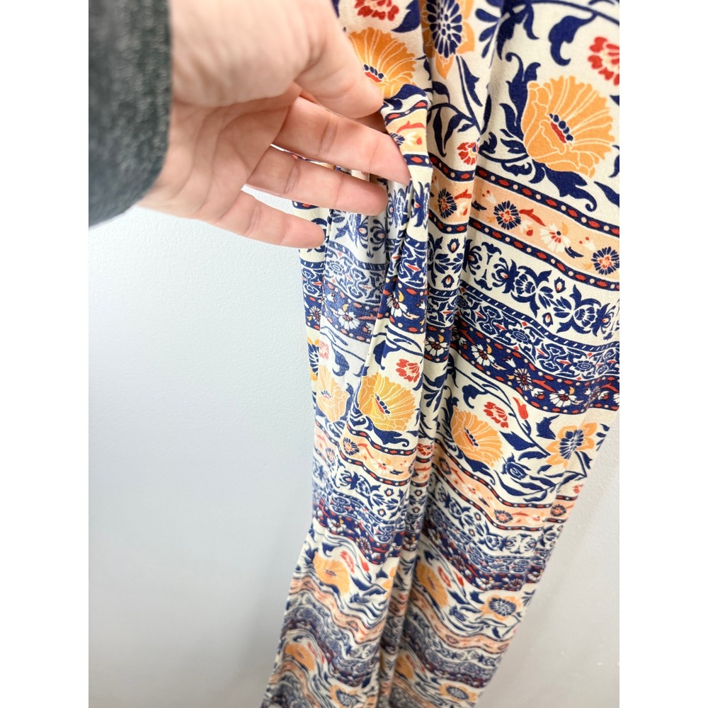 Forever 21 Women's Blue Orange Floral Boho Maxi Dress Strappy Racerback Sz S - Picture 11 of 12